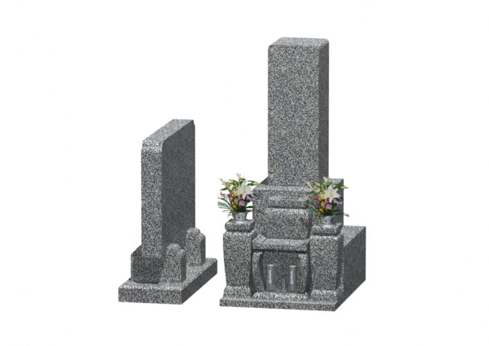 新大島石　和型８寸２段墓石＋墓誌のセット